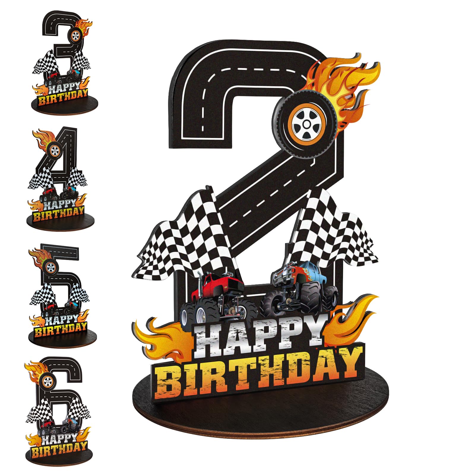 Plaque de centre de table anniversaire camion en bois pour 2 ans