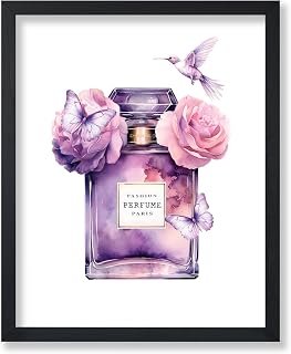 Poster Master Perfume Poster - Purple Fashion Print - Flower Art - Modern Art - Trendy Art - Gift for Men, Women & Fashionista - Chic Decor for Living Room, Bedroom or Office - 8x10 UNFRAMED Wall Art