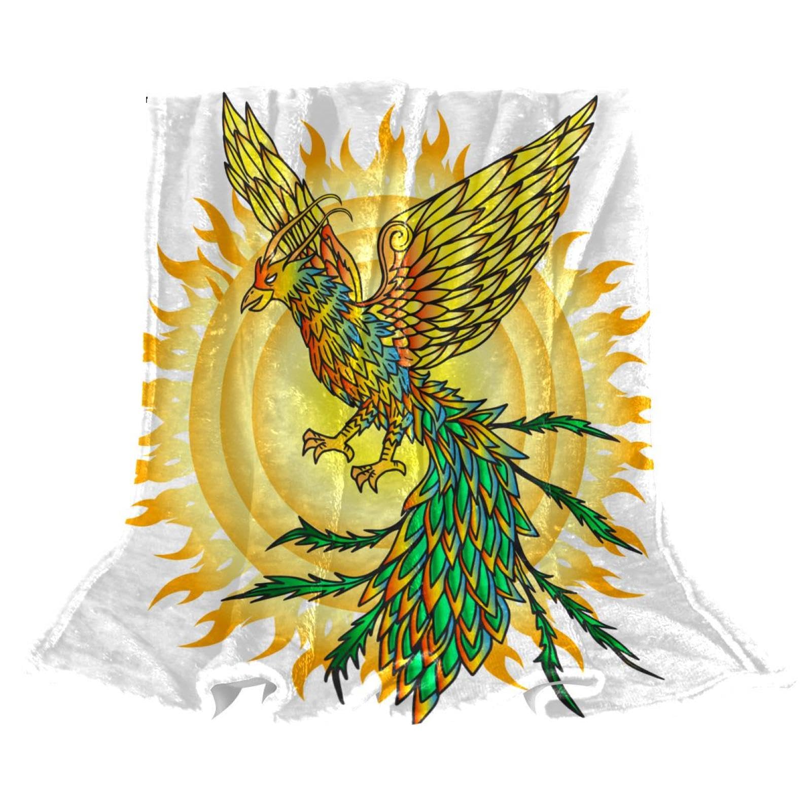 Couverture Polaire Phoenix 150x130cm Plaid Chaud et Doux pour Lit et Canapé