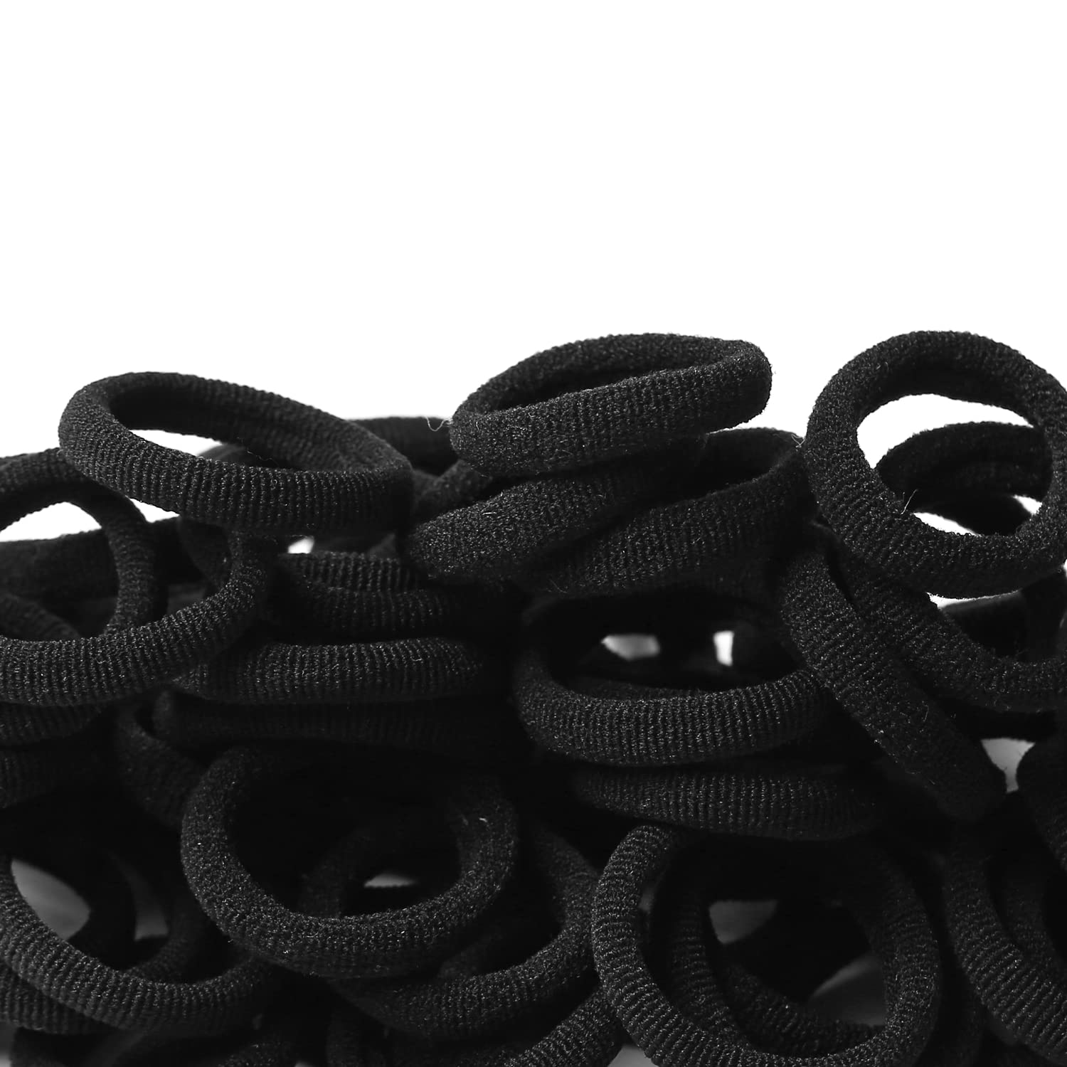 Ligas para el cabello, mini bandas negras sin costuras, suaves y elásticas, soportes para cola de caballo (100 unidades) 9