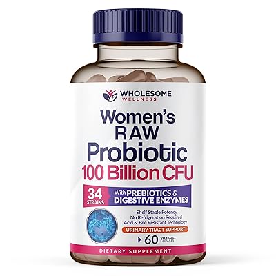 Wholesome Wellness Dr. Formulated Raw Probiotics for Women 100 Billion CFUs Capsules with Prebiotics, Digestive Enzymes, Approved for Adults, Shelf Stable Supplement