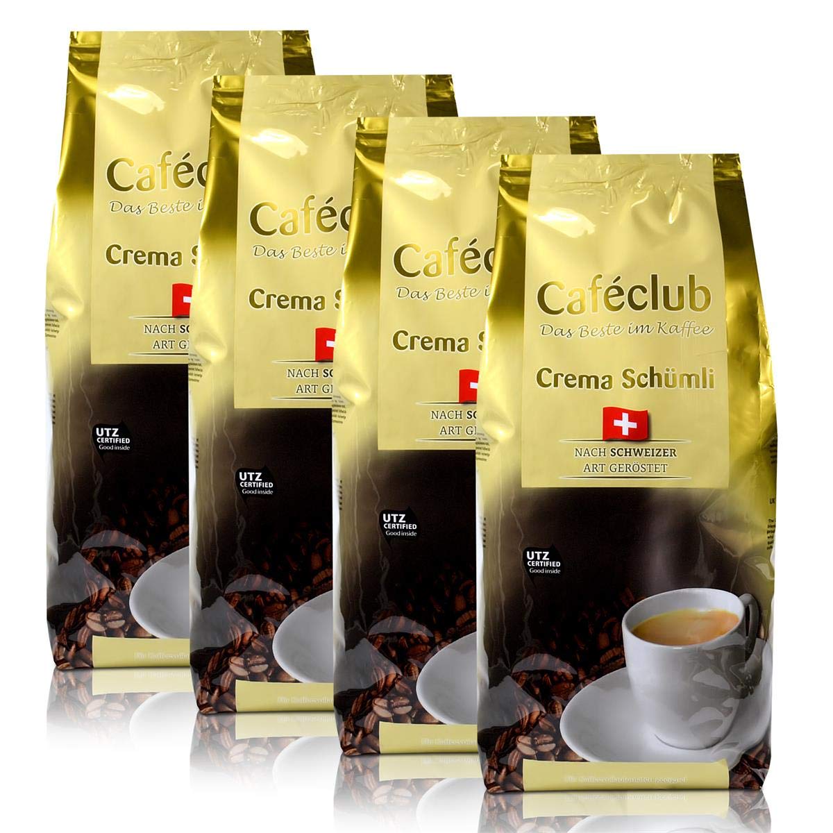 4x Cafeclub Supercreme Schweizer Schümli Kaffeebohnen 1 Kg Für Kaffeevollautomaten