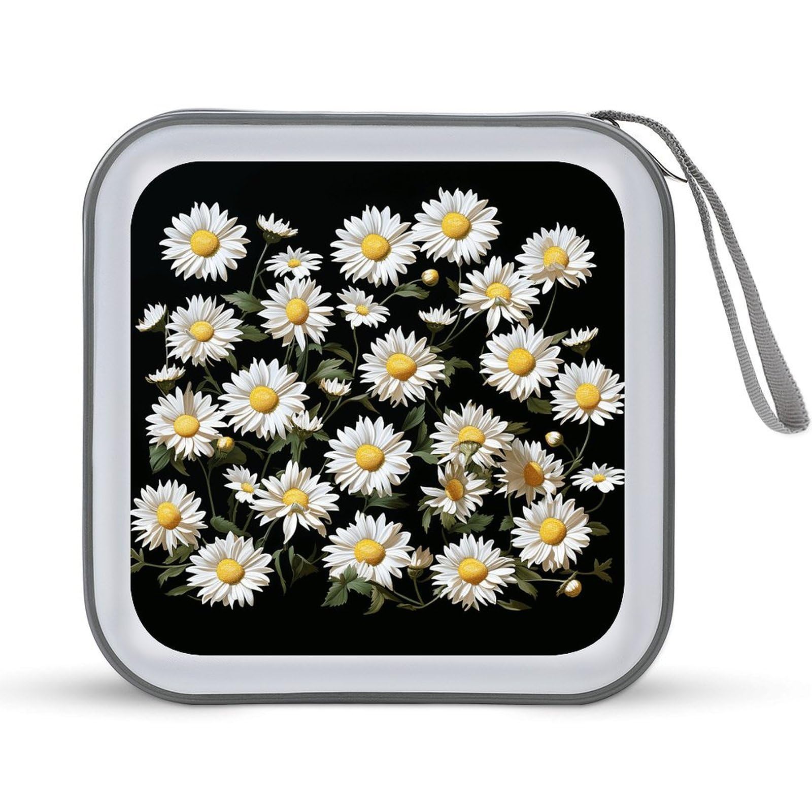 Funda para CD de plástico duro Daisy con capacidad para 40 discos y cierre de cremallera