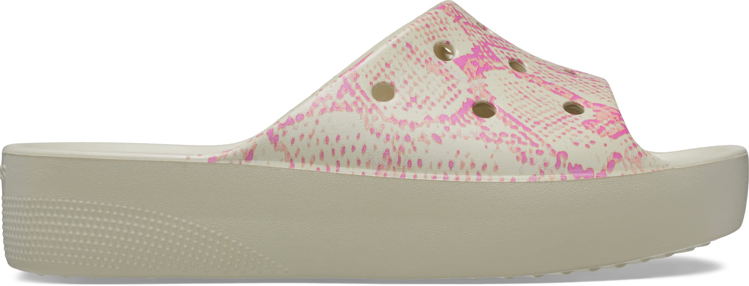 Crocs Women's Classic Platform Snake Print Slide, Bone/Multi, 9 UK Women