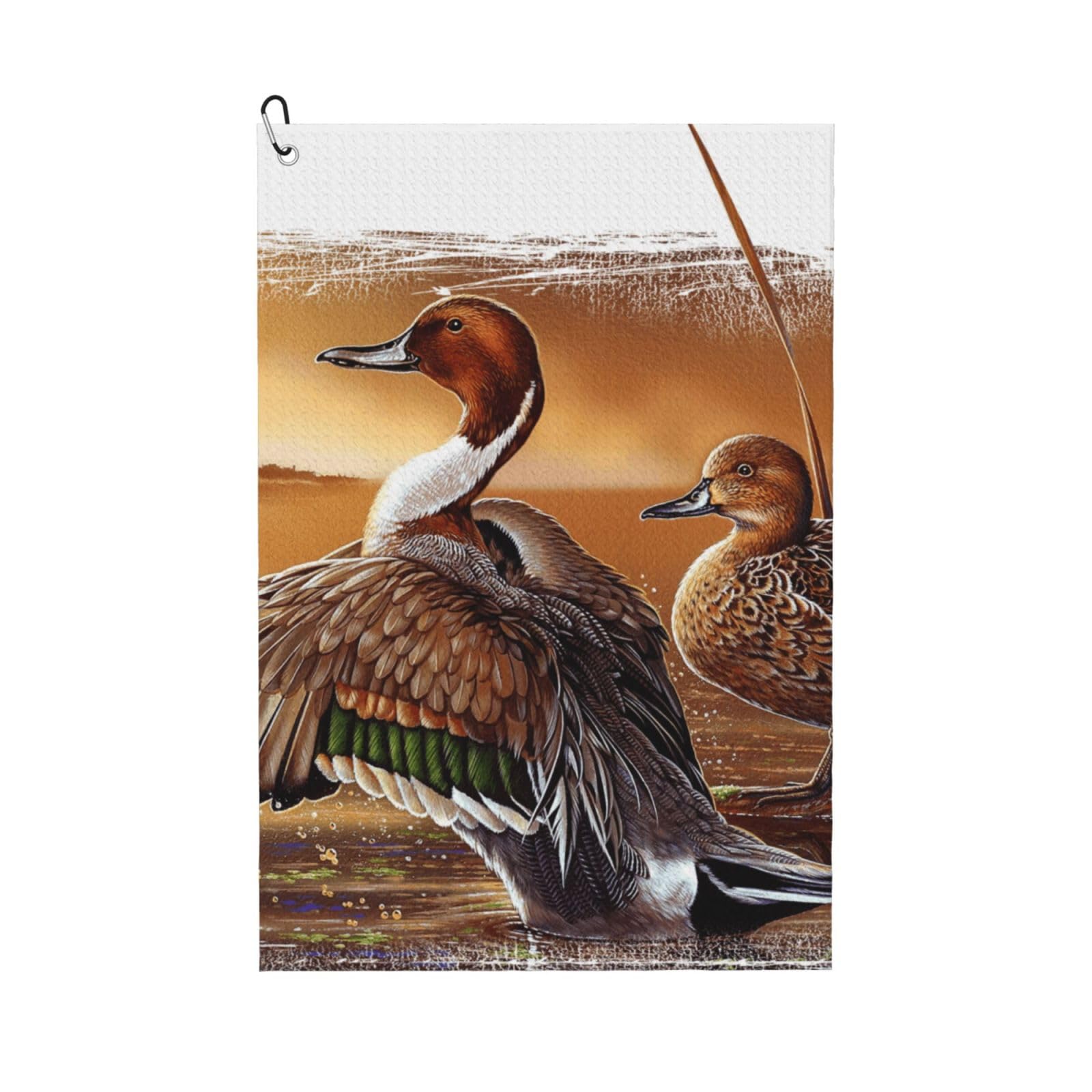 Hnnkloy Pintail Duck, 16x24 in Portable Waffle Golf Towels with Carabiner Clip for Golf Bag