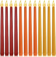 Vista 10 de CHENGU 12 velas LED cónicas sin llama, sin llama, velas de cena sin goteo para el día de Acción de Gracias, bodas, iglesia, Hanukkah, Navidad, Verde