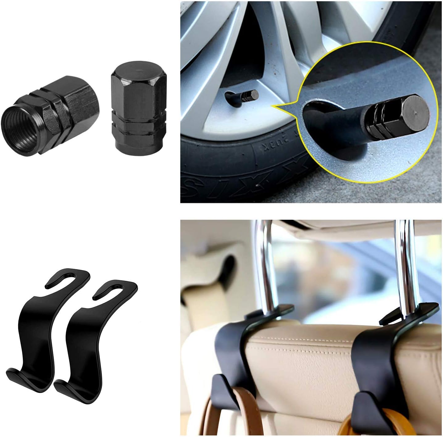 Homesprit 2 Pack Glasses Holders for Car Sun Visor 180 Degree Rotational with Ticket Card Clip (2 Silver)