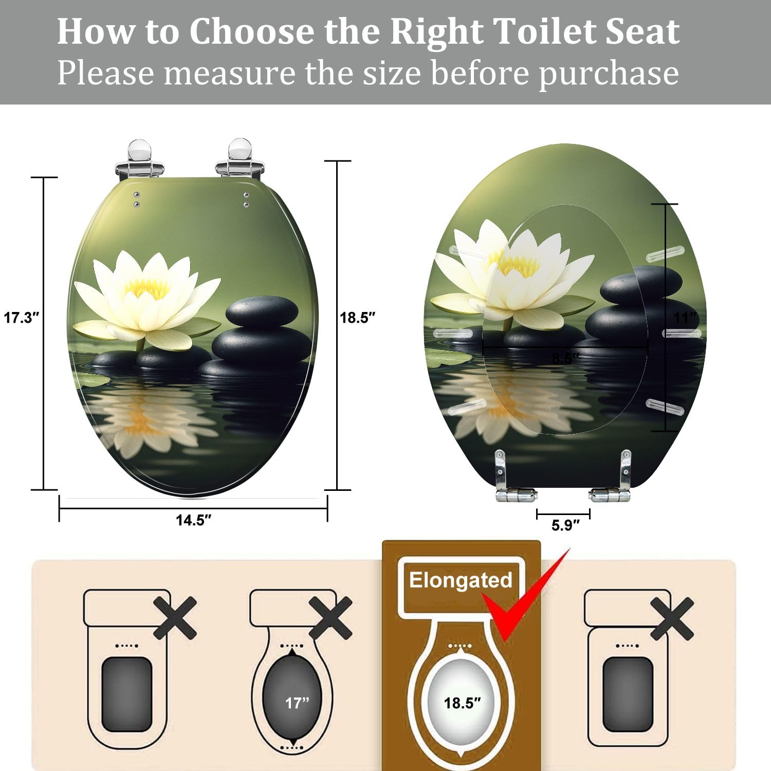 Asiento de inodoro alargado genérico para baño