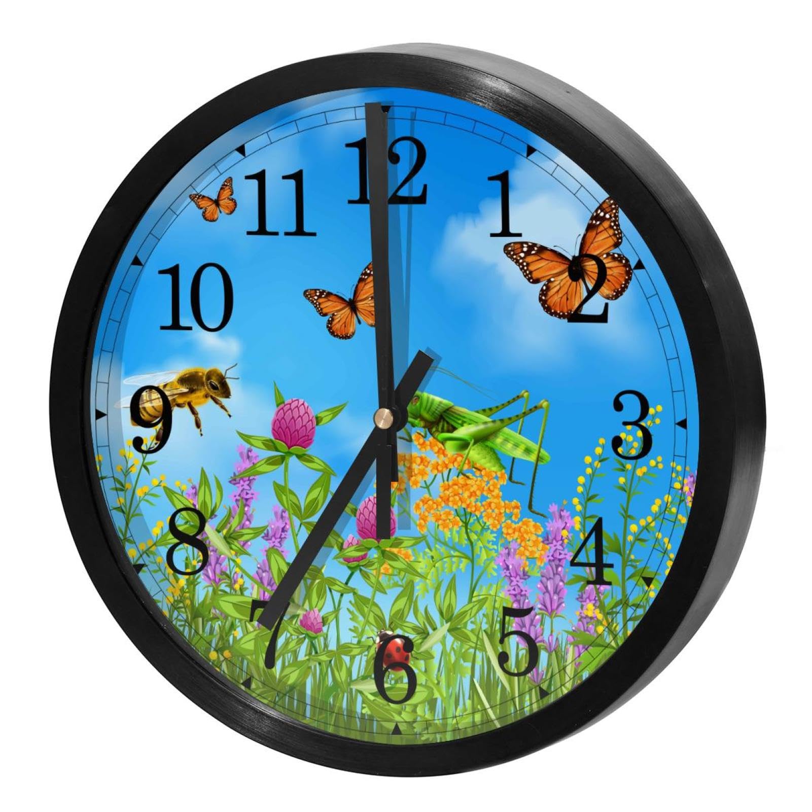 Horloge murale silencieuse à quartz ronde fonctionne avec piles pour maison et cuisine
