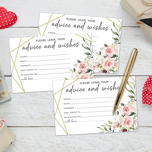 Miniatura 3 de WwongxianB Juego de 25 tarjetas de consejos y deseos modernos con diseño floral de rosas, libro de invitados de palabras de sabiduría para recién