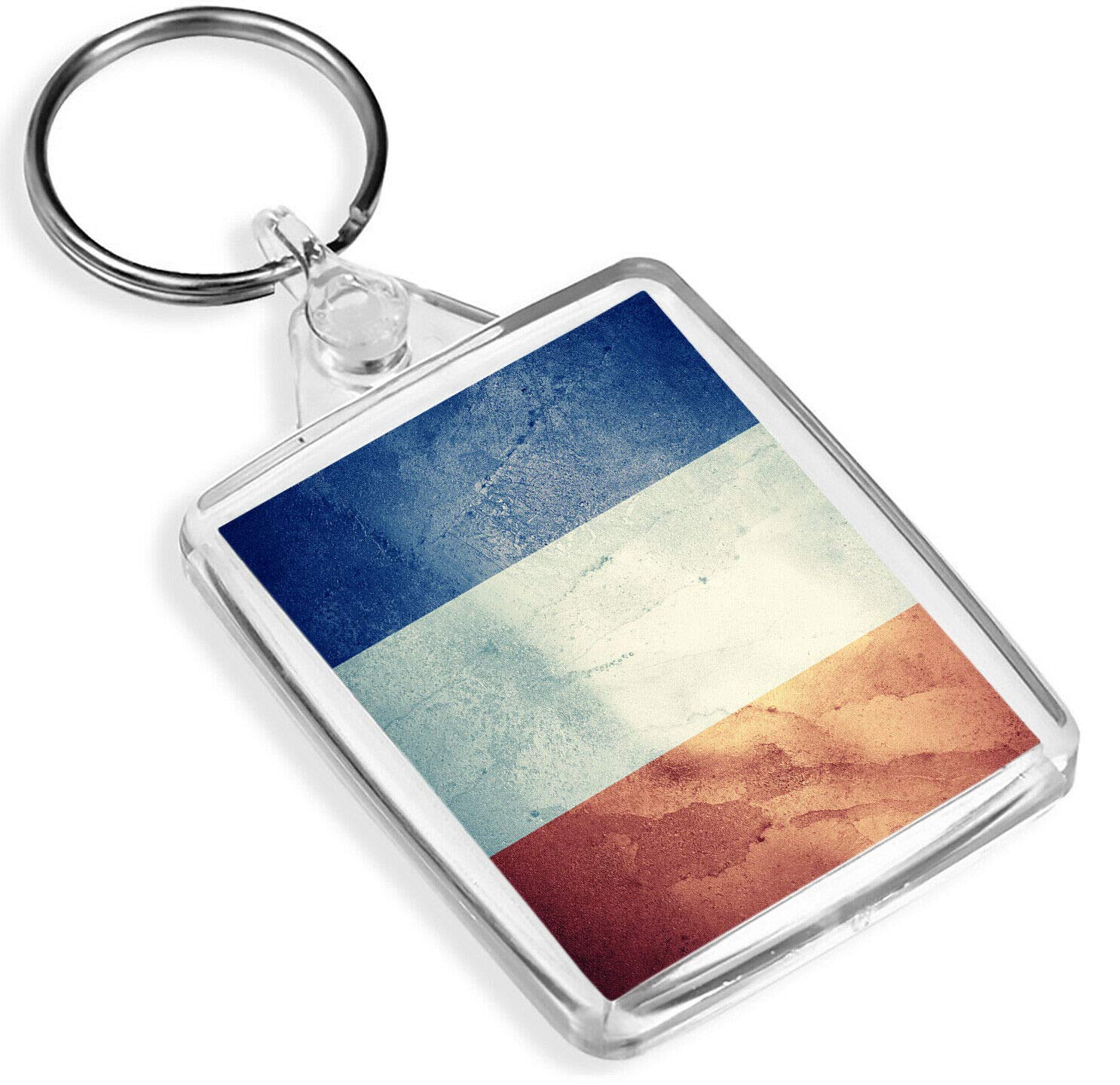 Destination Vinyl Keyrings Unisex Multi Vintage French Flag Keyring - Ip02 - France Distressed #16408