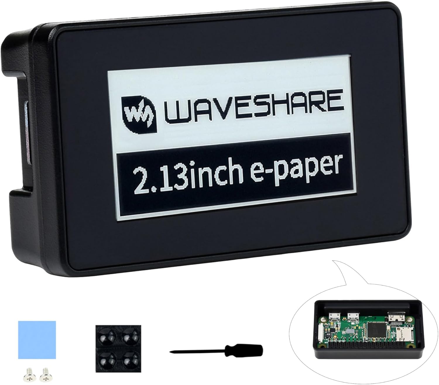 2.13inch Touch e-Paper HAT E-Ink Display 250×122 Pixels Compatible with Raspberry Pi Zero 2 W/Zero 2 WH/Pi Zero W/Pi Zero WH/Pi Zero, 5-Point Touch, Supports Partial Refresh, with ABS Case