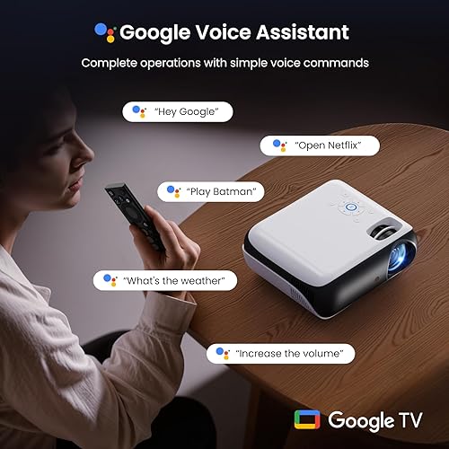 Miniatura 3 de Proyector inteligente oficial de Google TV, HAPPRUN 4K UHD Home Theater con sonido Dolby, Wi-Fi y Bluetooth, aplicaciones de transmisión integradas,