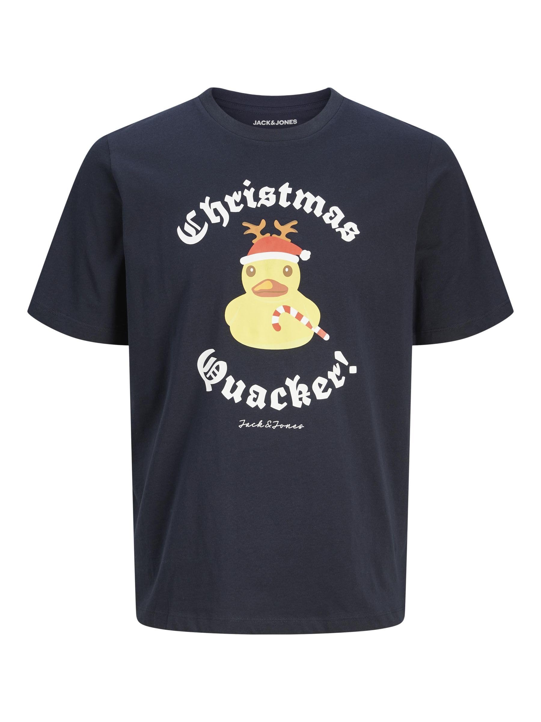 JACK&JONES Herren JJXMAS Funny Tee SS Crew Neck T-Shirt, Sky Captain, S
