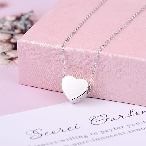 Miniatura 3 de BEILIN Collar de urna de plata de ley 925 para cenizas para mujer, recuerdo conmemorativo de corazón, joyería de cremación para cenizas (corazón