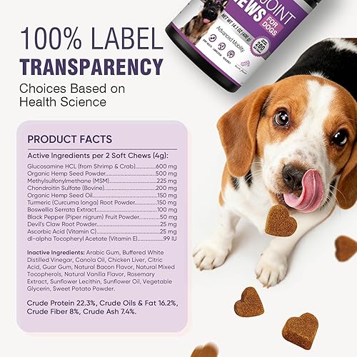 Miniatura 8 de Glucosamina para perros, 200 unidades, suplemento de apoyo para las articulaciones, masticables de condroitina para cadera y articulaciones de