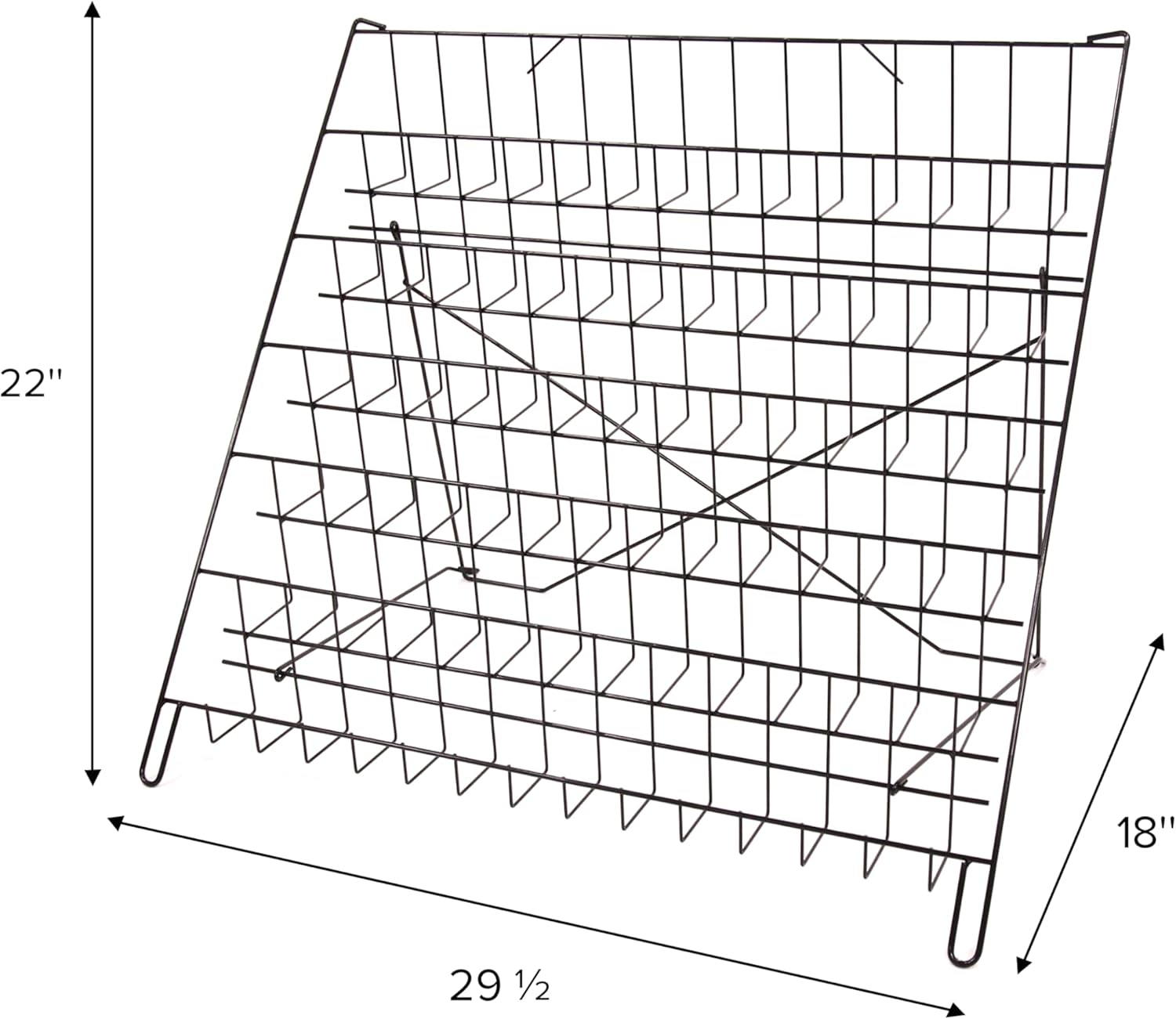SSWBasics 6-Tier Black Wire Countertop Rack - 22"H x 29½”W x 18"D - Magazine Display Stand - Tabletop Book Display for Comics, Brochures, Cards, and Literature - Sleek, Sturdy, Collapsible Countertop