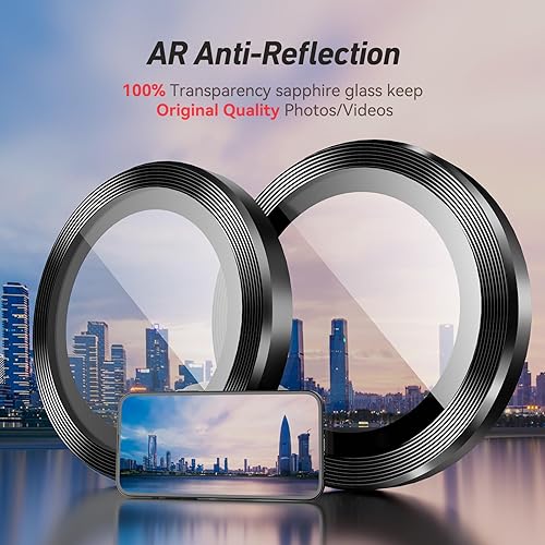Miniatura 72 de Paquete de 3 x 2 protectores de lente de cámara Jeluse para iPhone 14 Pro Max para iPhone 14 Pro, cubierta protectora de pantalla de vidrio templado