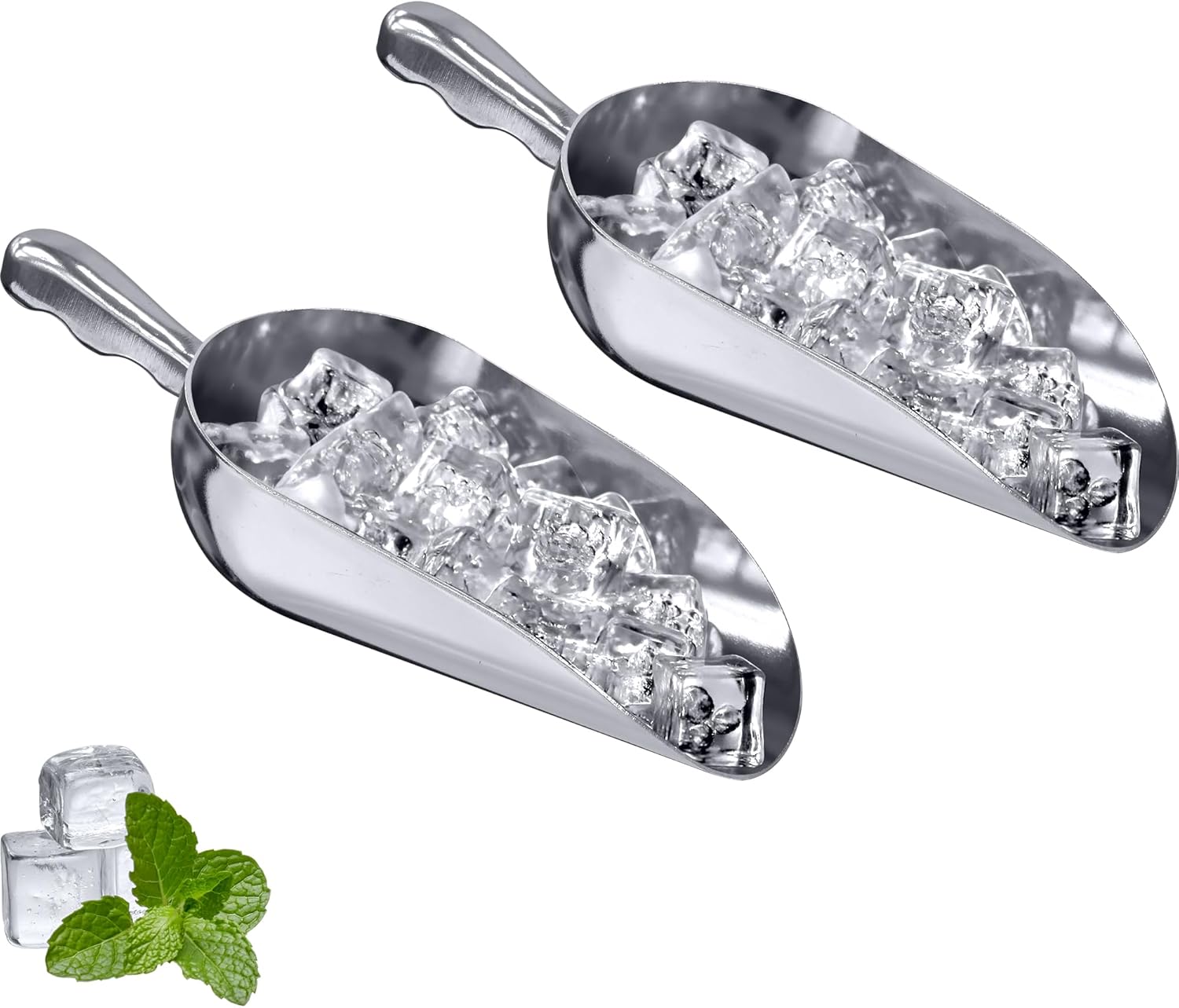 Amazing Abby - Elsa - 38-Ounce Aluminum Ice Scoops (Set of 2), Cast Aluminum Utility Scoops, Food-Grade, Good for Home and Commercial Use, NOT Dishwasher-Safe, Hand-Wash Recommended