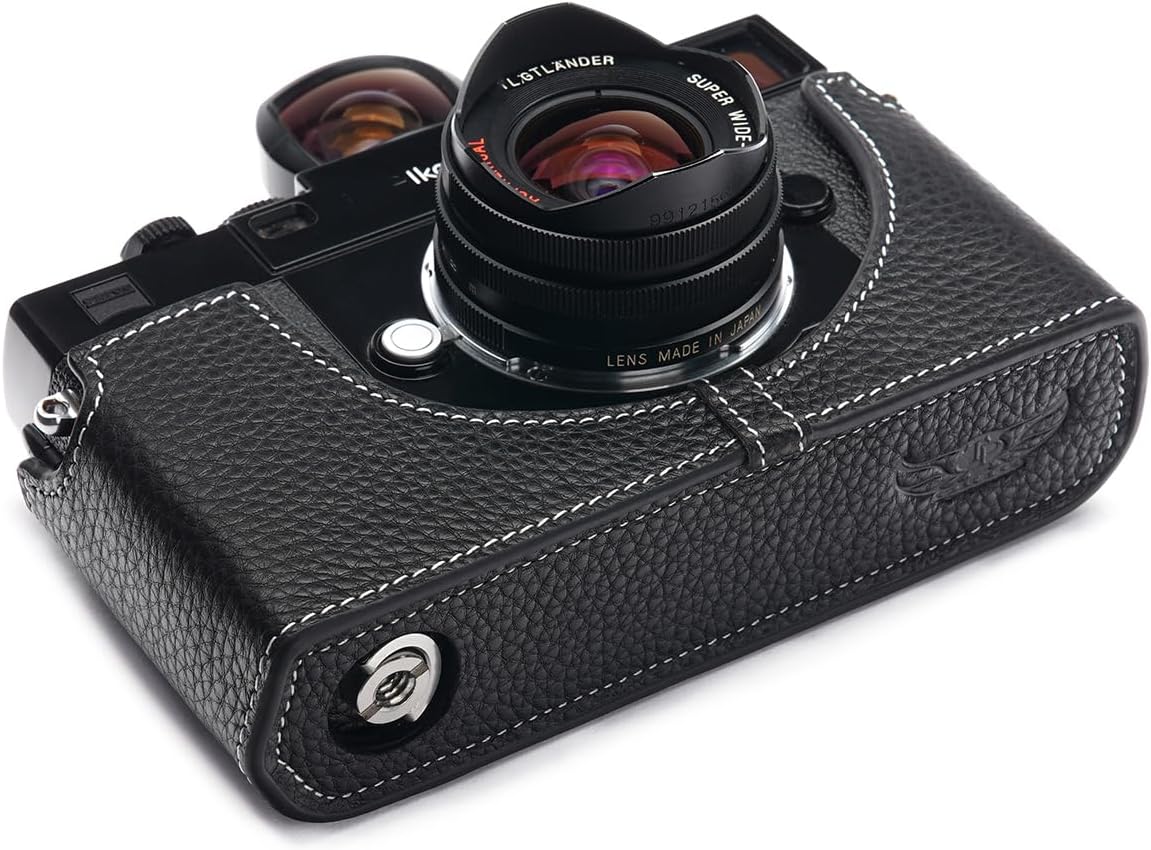 Handmade Genuine Real Leather Half Camera Case Bag Cover for ZEISS IKON ZM SW Black Color