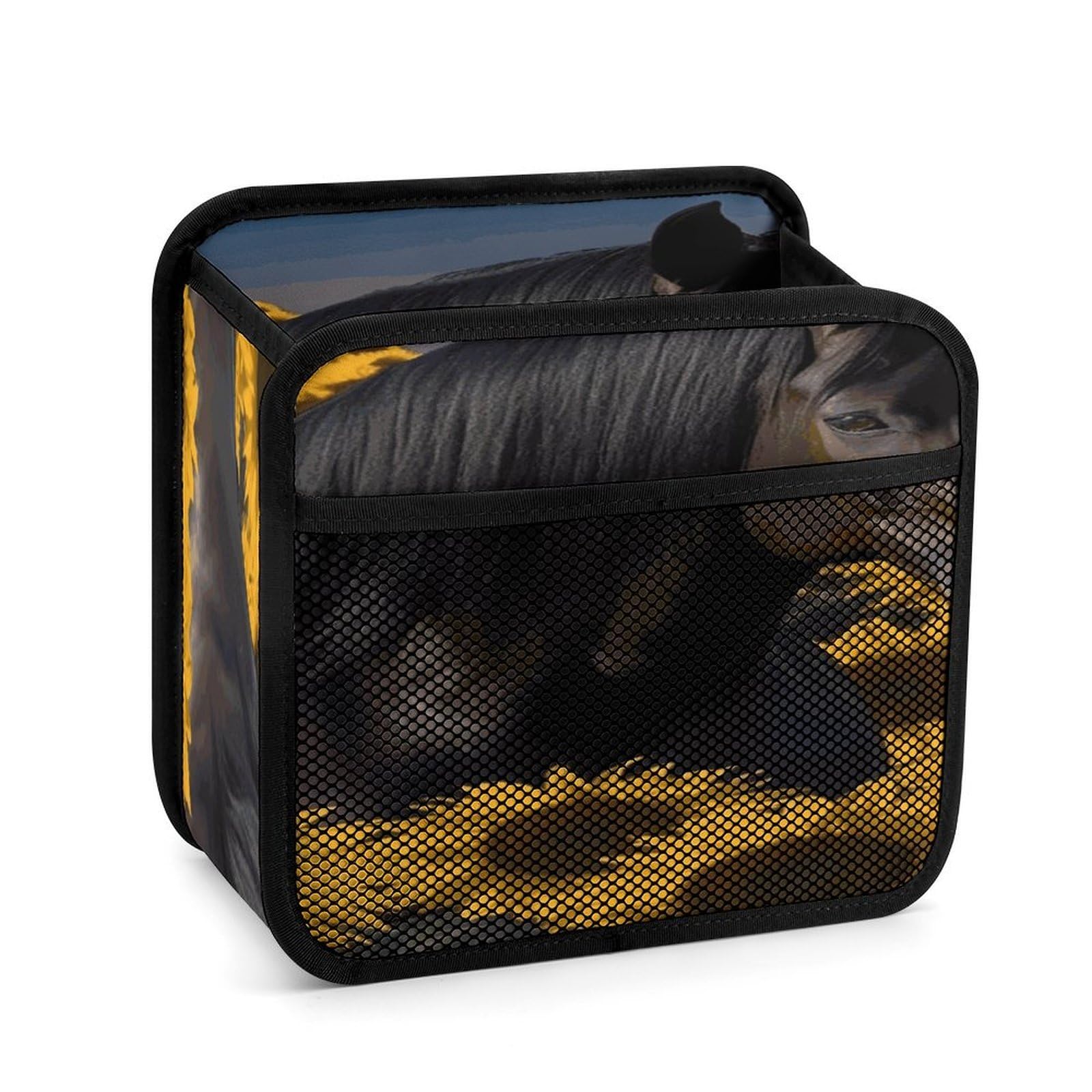 Btcowzrv Style Dark Horse Under The Sunflowers Car Seat Back Organizer, Pu Leather Hanging Backseat Car Organizer With Elastic Mesh Pocket, Storage Bag For Most Vehicles