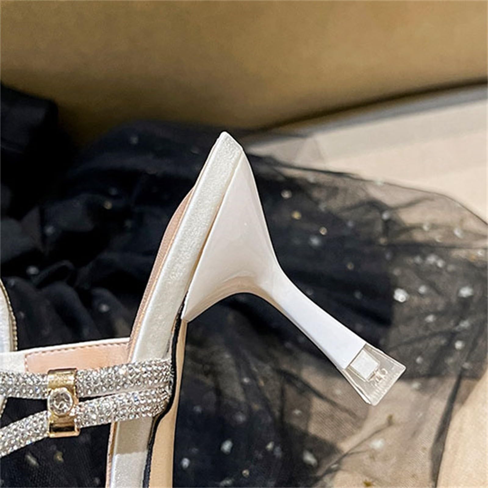 Scarpe estive da donna, eleganti, per matrimonio, con punta a spillo | Slingback, scarpe da sposa con strass, comode scarpe con tacco alto, in pelle, con glitter, scarpe da sera per matrimoni e