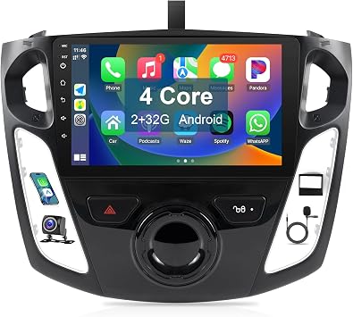 Android Car Radio for Ford Focus 2012-2018 Stereo 2+32G | Upgrade with Wireless CarPlay Android Auto, 9 TouchScreen with GPS Navigation Bluetooth WiFi Mirror Link Backup Camer Mic