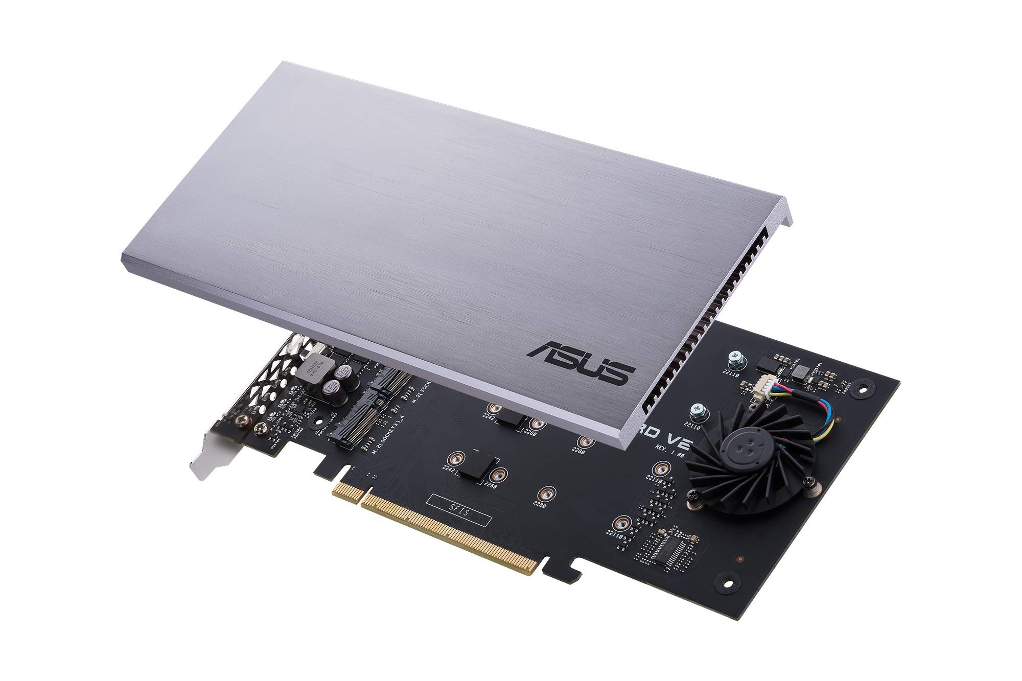 Image secondaire de ASUS Hyper M.2 X16 PCIe 3.0 X4 Carte d'extension V2 Prend en Charge 4 NVMe M.2 (2242/2260/2280/22110) jusqu'à 128 Gbps pour Inte