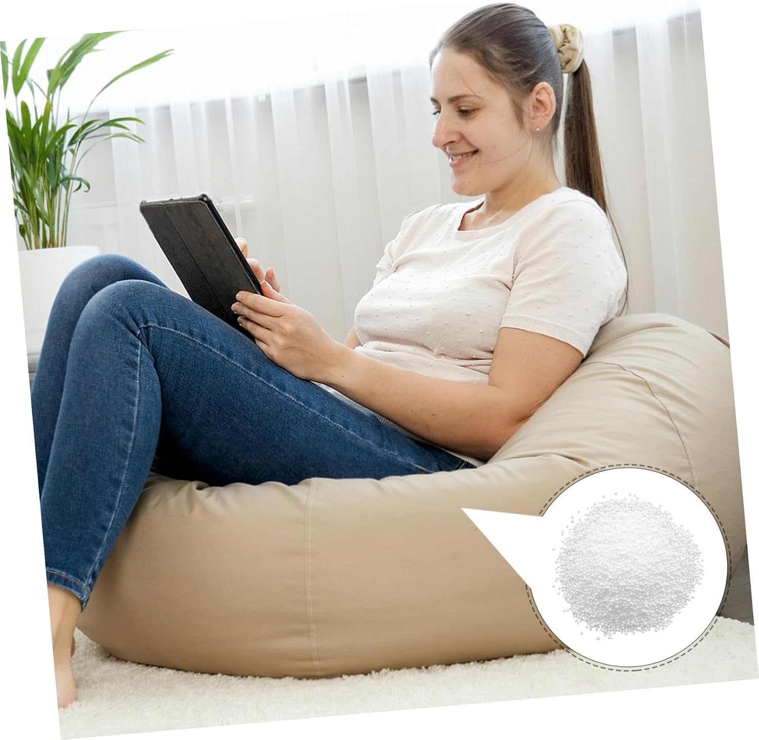 Hemoton White Foam Bean Bag Refill Beads 1 Bag for Cushions
