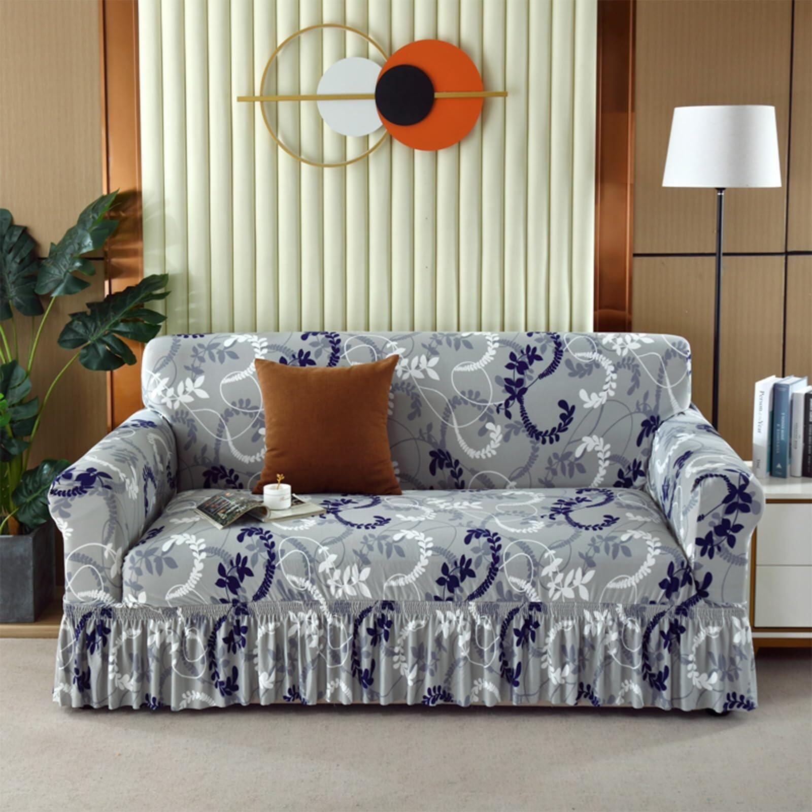 Housse de coussin pour canapé sectionnel XL chic avec jupe drapée