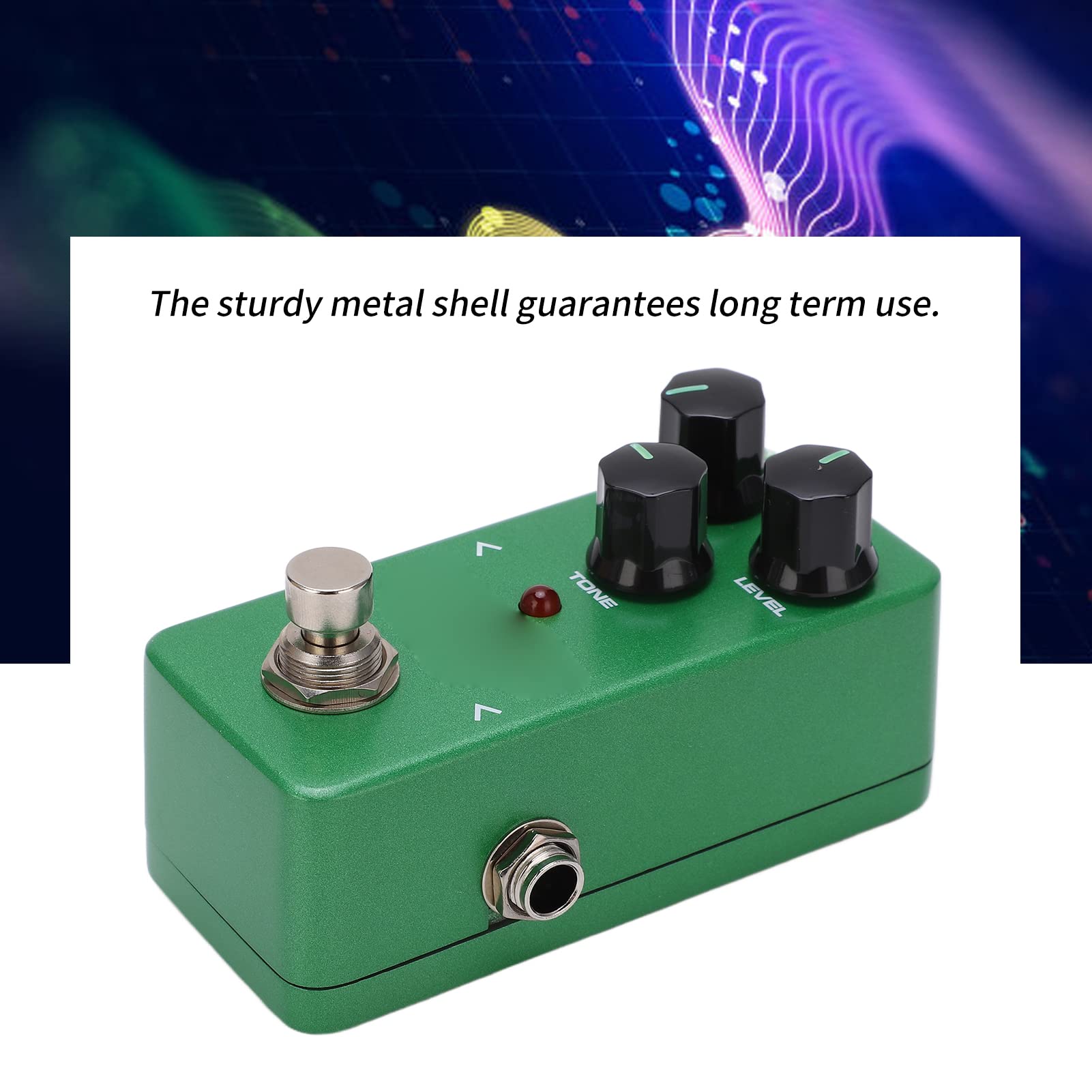 Pedale Effetti per Chitarra Pedale per Chitarra Elettrica Interruttore Overdrive Effetti Sonori Mini Effetti Singoli Accessorio per Strumenti Musicali Regolabili Full Metal Shell Green
