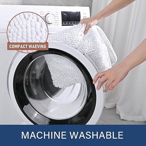 Miniatura 6 de LOCHAS Juego de 2 alfombras de baño de 17 x 24 pulgadas más 20 x 32 pulgadas de grosor, antideslizantes, alfombra de baño de felpilla suave y