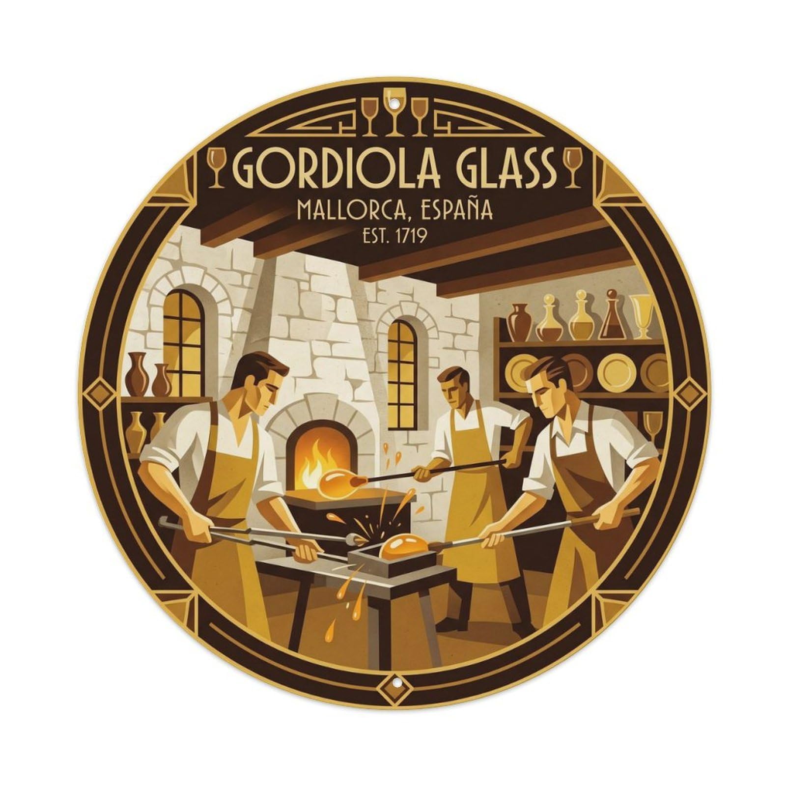 Mallorca Glass Blowing Craft Heritage Culture Metal Tin Sign