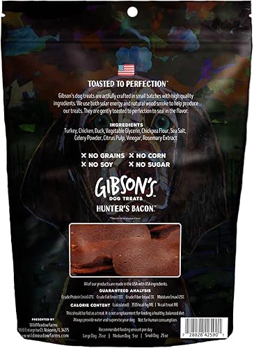 Miniatura 2 de Wild Meadow Farms Gibson's Hunter's Bacon with Duck - Golosinas suaves de cecina de grado humano para perros, 3 onzas