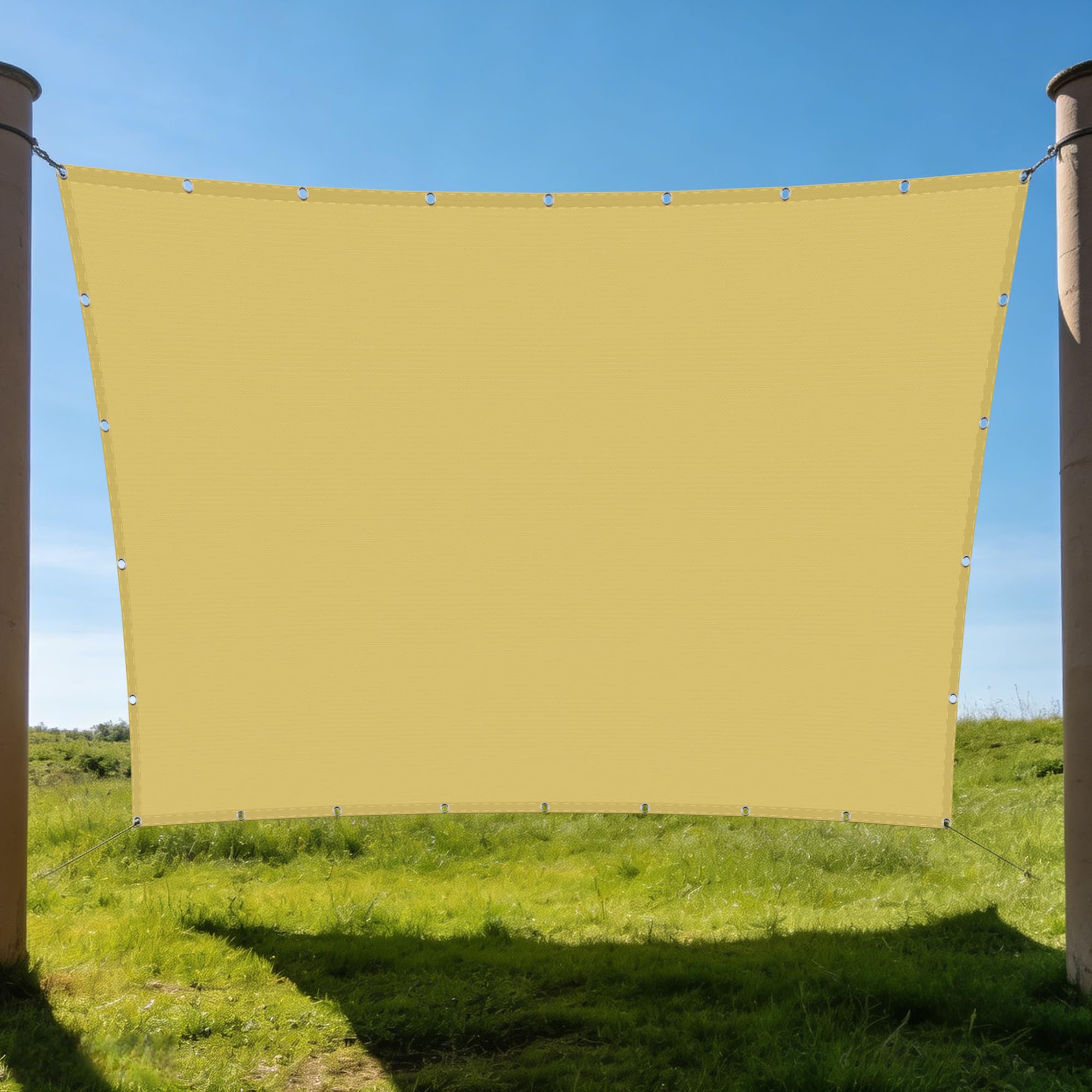 Voiles ombrages 3.6 x 4.4 m en polyester jaune sable pour extérieur
