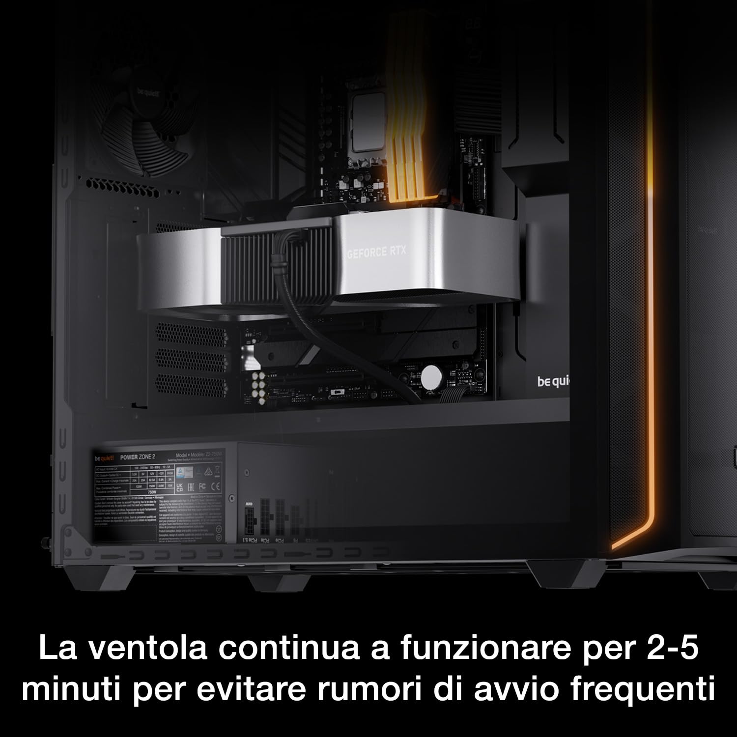 be quiet! Power Zone 2 1000W Alimentatore, Certificazione 80 Plus Platinum e Cybenetics Platinum, Raffreddamento semi-passivo, Ventola Pure Wings 3 da 140mm, angolato a 90° 12V-2x6, PCIe 5.1/ATX 3.1