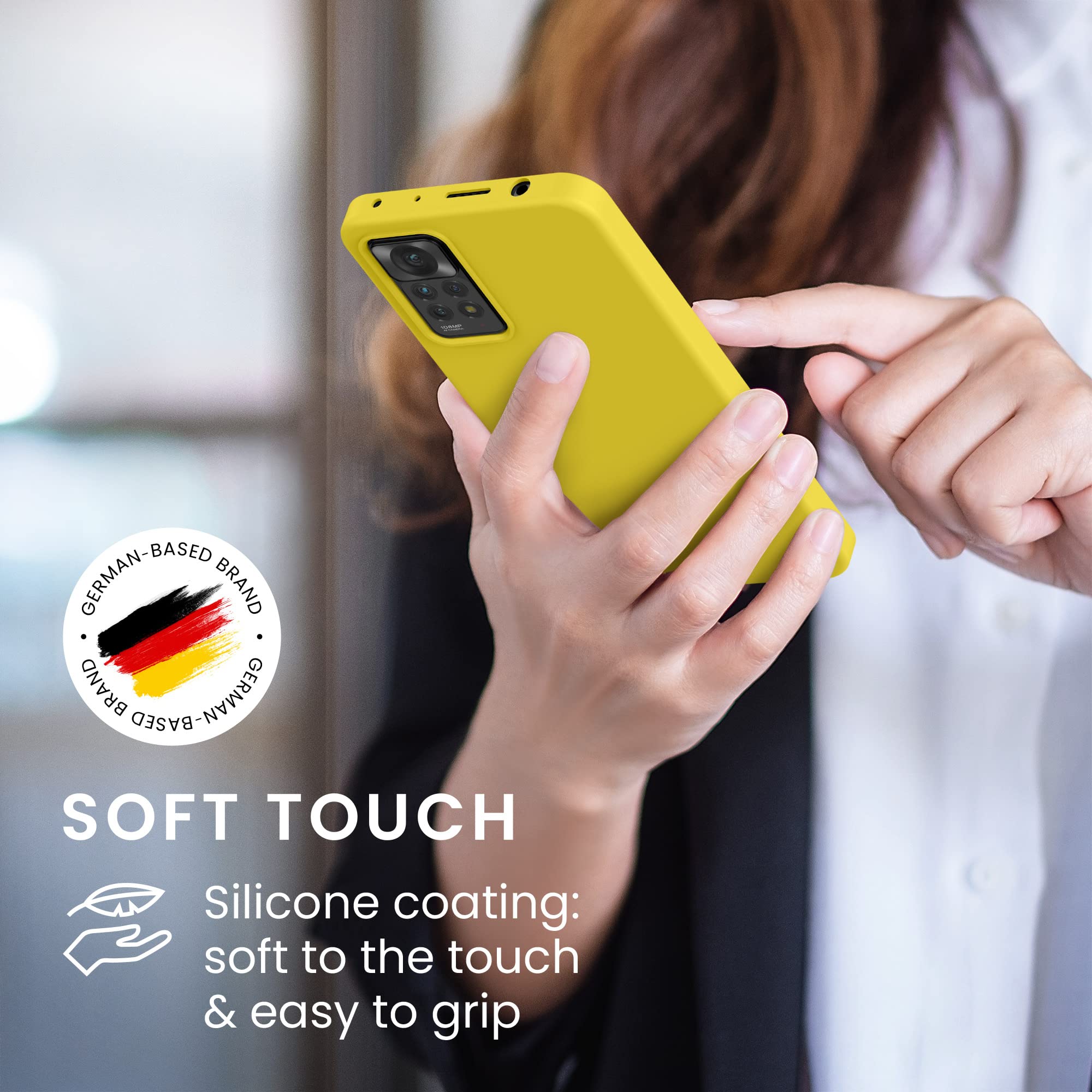 Cover DESSEN Per Xiaomi Redmi Note 11 Pro 4G/5G – Custodia In Silicone Con Anello Girevole E Supporto Magnetico – Giallo