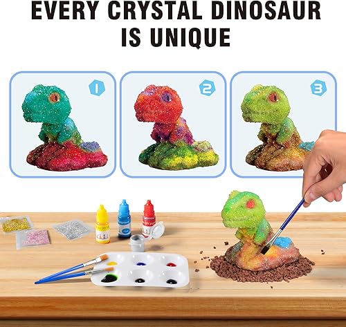 Miniatura 4 de Dinosaurio en crecimiento de cristal, kit de cultivo de cristal para niños de 8 a 12 años, kit de terrario de dinosaurio de cristal, kits de