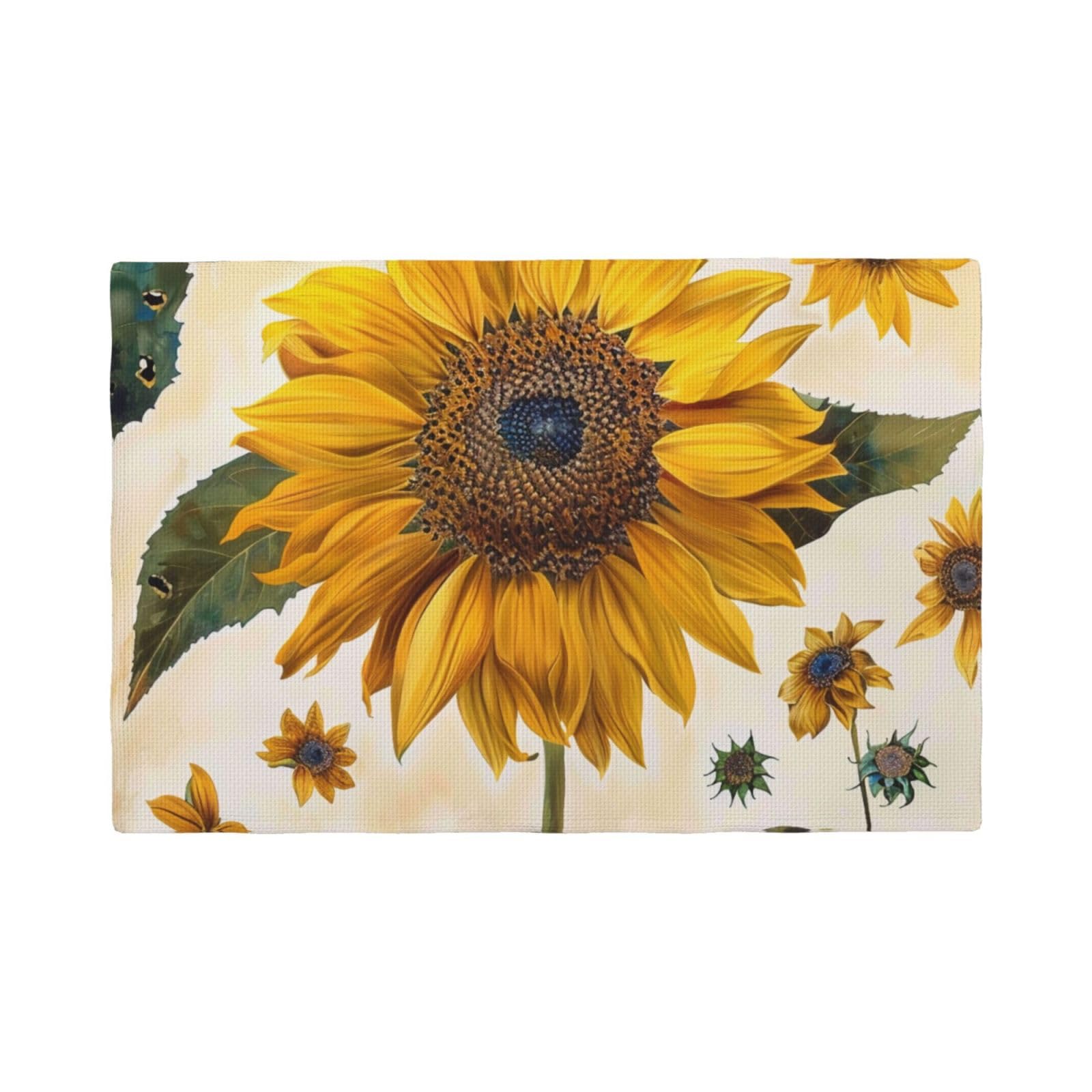 Set de table thermorésistant et antidérapant lot de 6 imprimé tournesols double couche