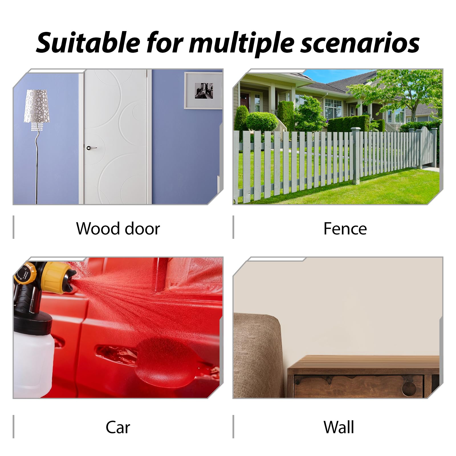 Pistola de pintura con batería de 2 x 2000 mAh, 3 patrones de pulverización, control de flujo ajustable, sistema de pulverización eléctrico para paredes, muebles, vallas, puertas