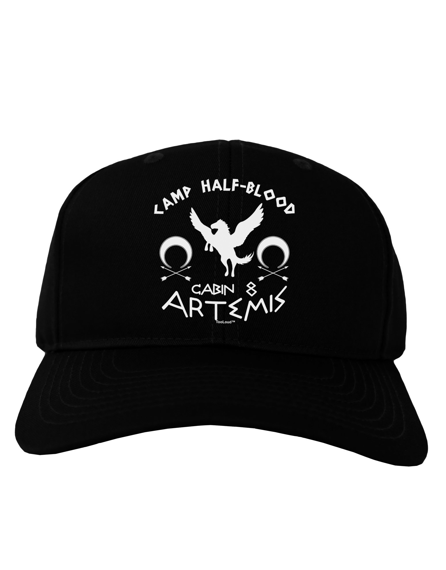 TOOLOUDCamp Half Blood Cabin 8 Artemis Adult Dark Baseball Cap Hat - Black
