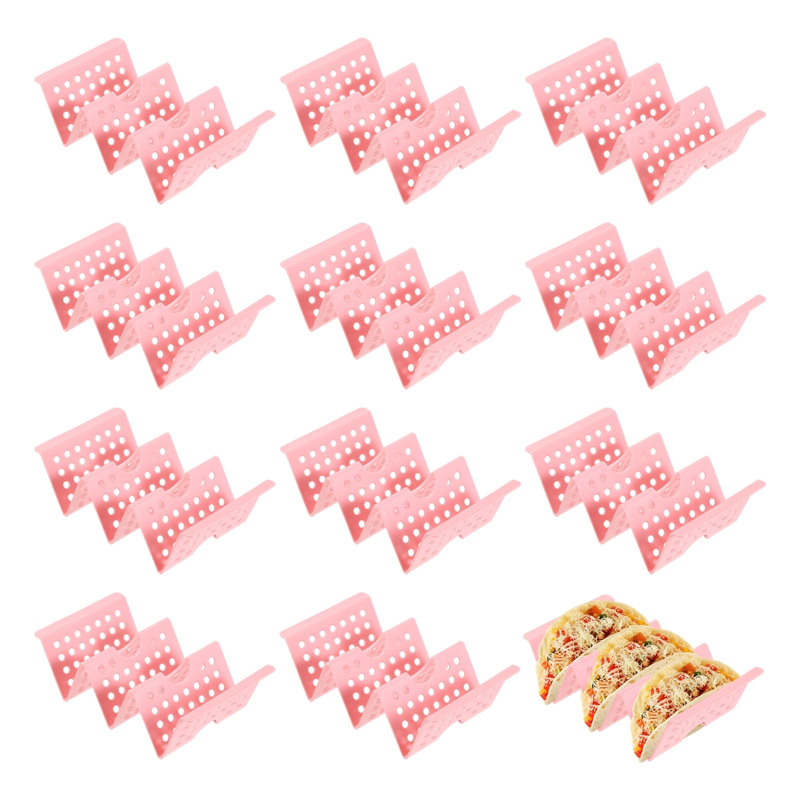 Supports à tacos plastique rose assiettes souples et rigides lot