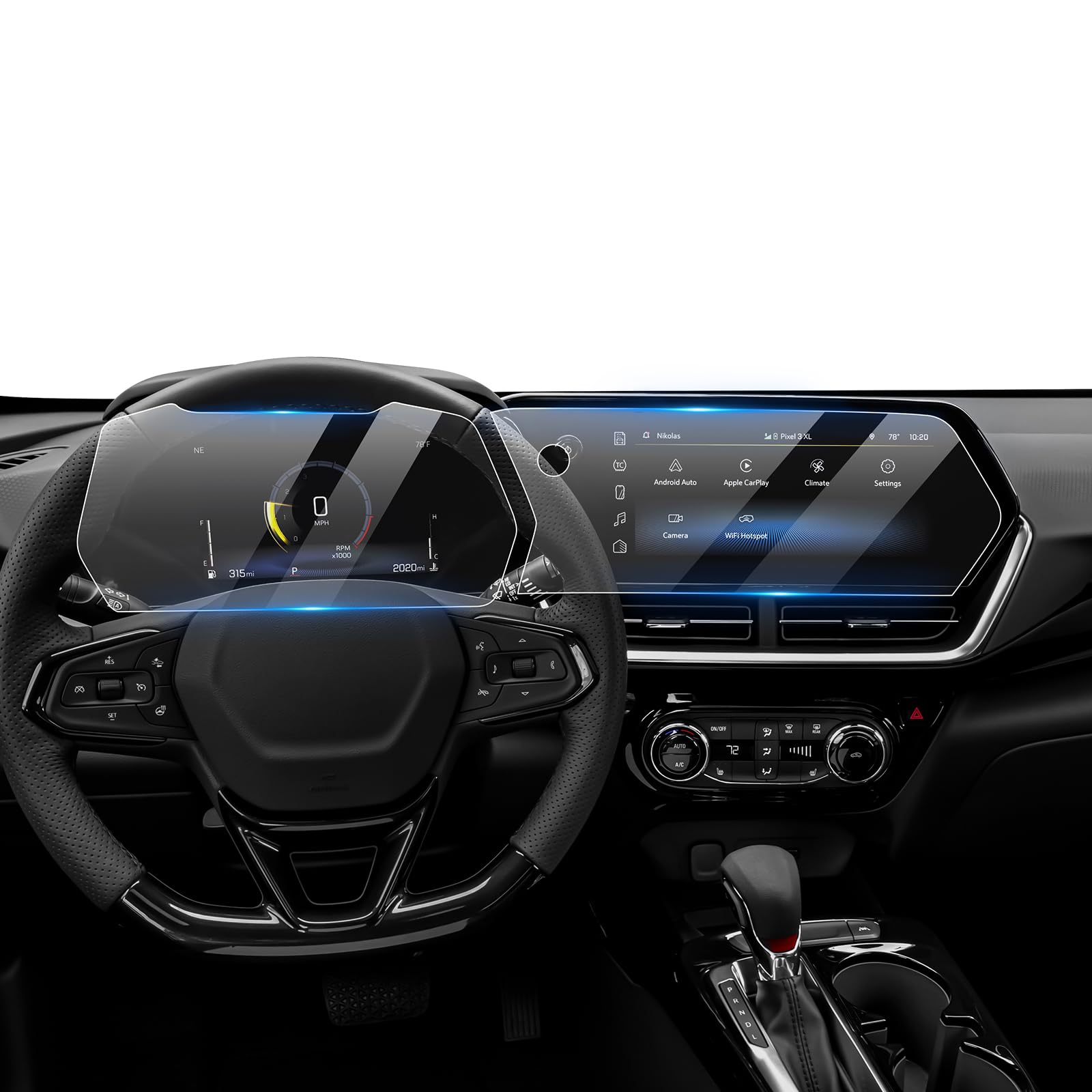 Karltys [Upgrade 2PCS Screen Protector for 2024 2025 2026 Chevy Trax and Trailblazer LT /2RS /ACTIV 11-Inch Touchscreen &amp; 8-Inch Dash [No Glare &amp; Fingerprint] Tempered Glass Chevy Trax Accessories