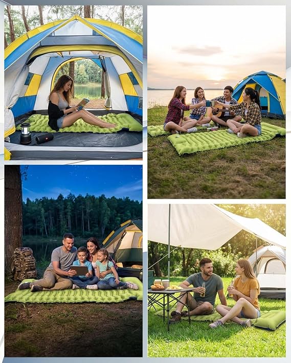 Self Inflating Camping Mat with Built-in Foot Pump,Ultralight Inflatable Sleeping Mat with Integrated Pillow,for Camping, Backpacking, Hiking, Ten,190 x 70 x 15 cm