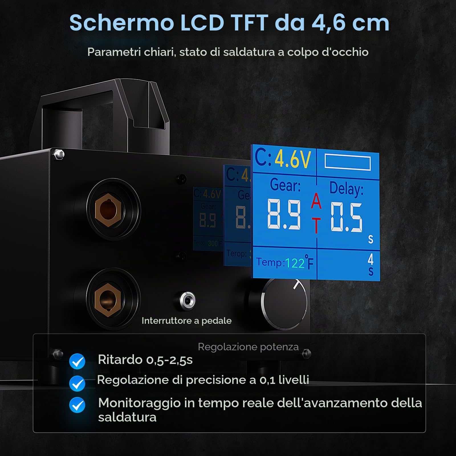 SEESII Saldatrice a punti con condensatore - SE-223 Saldatrici a punti per batterie con condensatore 3000 F 250 velocità regolabili, saldatrice a punti con LCD da 4,57 cm per nastro di nichel da 0,1
