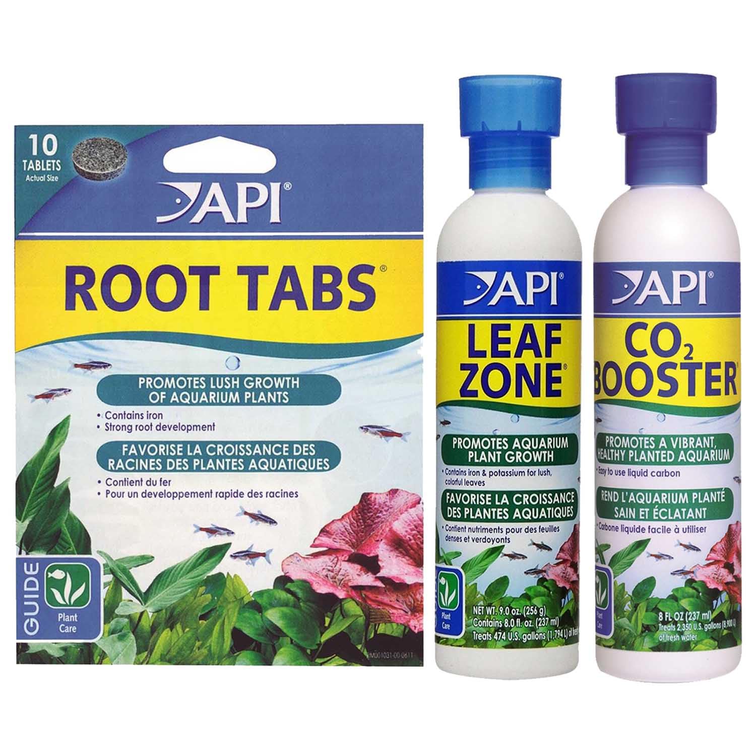 API Aquarium Plant Growth Bundle 237ml Leaf Zone 10 Root Tabs 237ml CO2 Booster