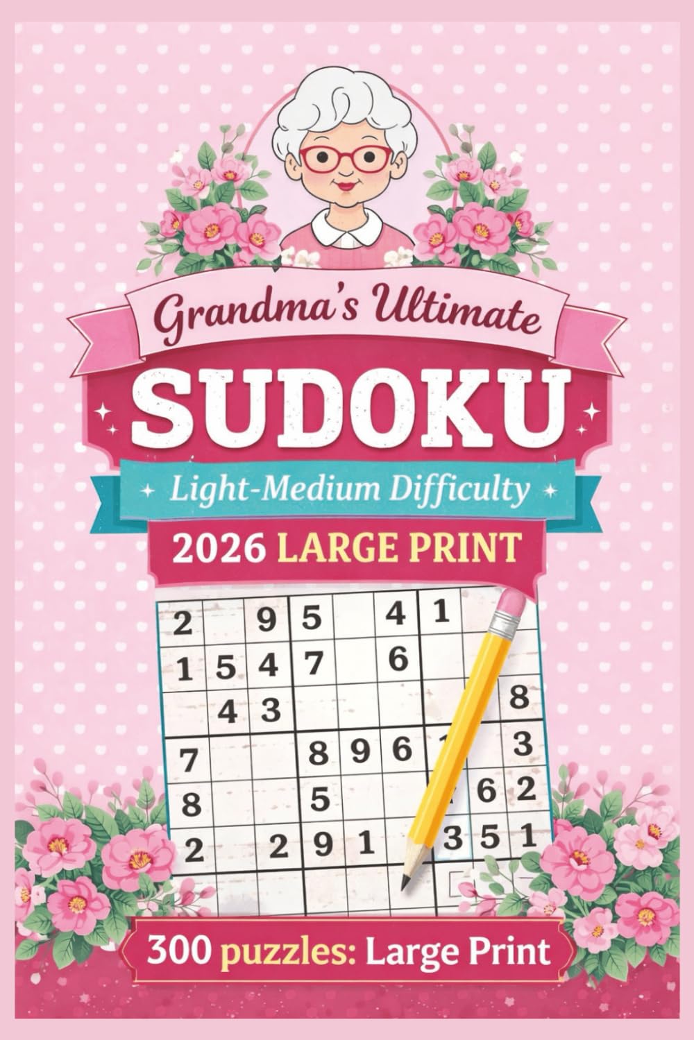 Grandma's Ultimate Sudoku Book, Light-Medium Difficulty, 2026 Large Print, 300 puzzles: Large Print: Sudoku Puzzle Book with Solutions - The Perfect ... Paperback (Tim Ryan Sudoku and Puzzles)