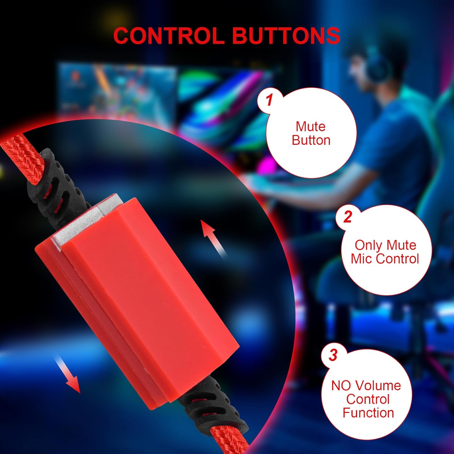 Replacement A40 Cable with Inline Mute, A10 Audio Cord Compatible with Astro A10/A40/A40TR Gaming Headsets, Fit for Xbox One, PS4, 6.5FT, Red