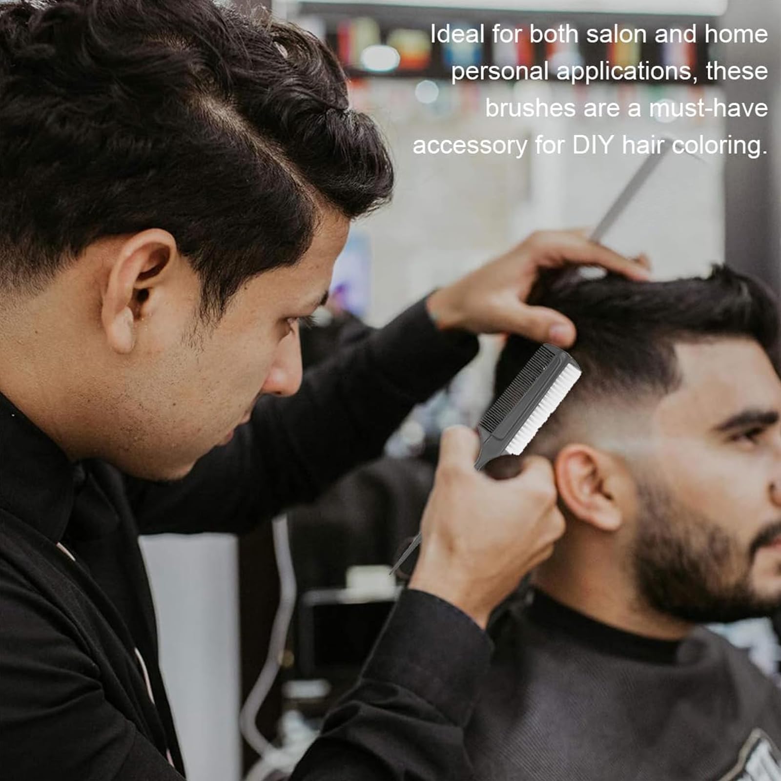 Glättungsbürste Für Pferdeschwänze, Multifunktionaler Haarkamm, Doppelseitiger Kantenkamm, Ergonomischer Haarfärbekamm, Professionelle Haarfärbewerkzeuge (Schwarz Und Grau)