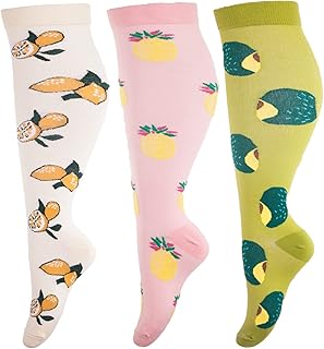 Compression Socks for Women Men Wide Calf Flight Socks Circulation Stocking (3 Pairs) 20-30 mmHg Support for Running, Flying, Nurse, Travel, Pregnancy
